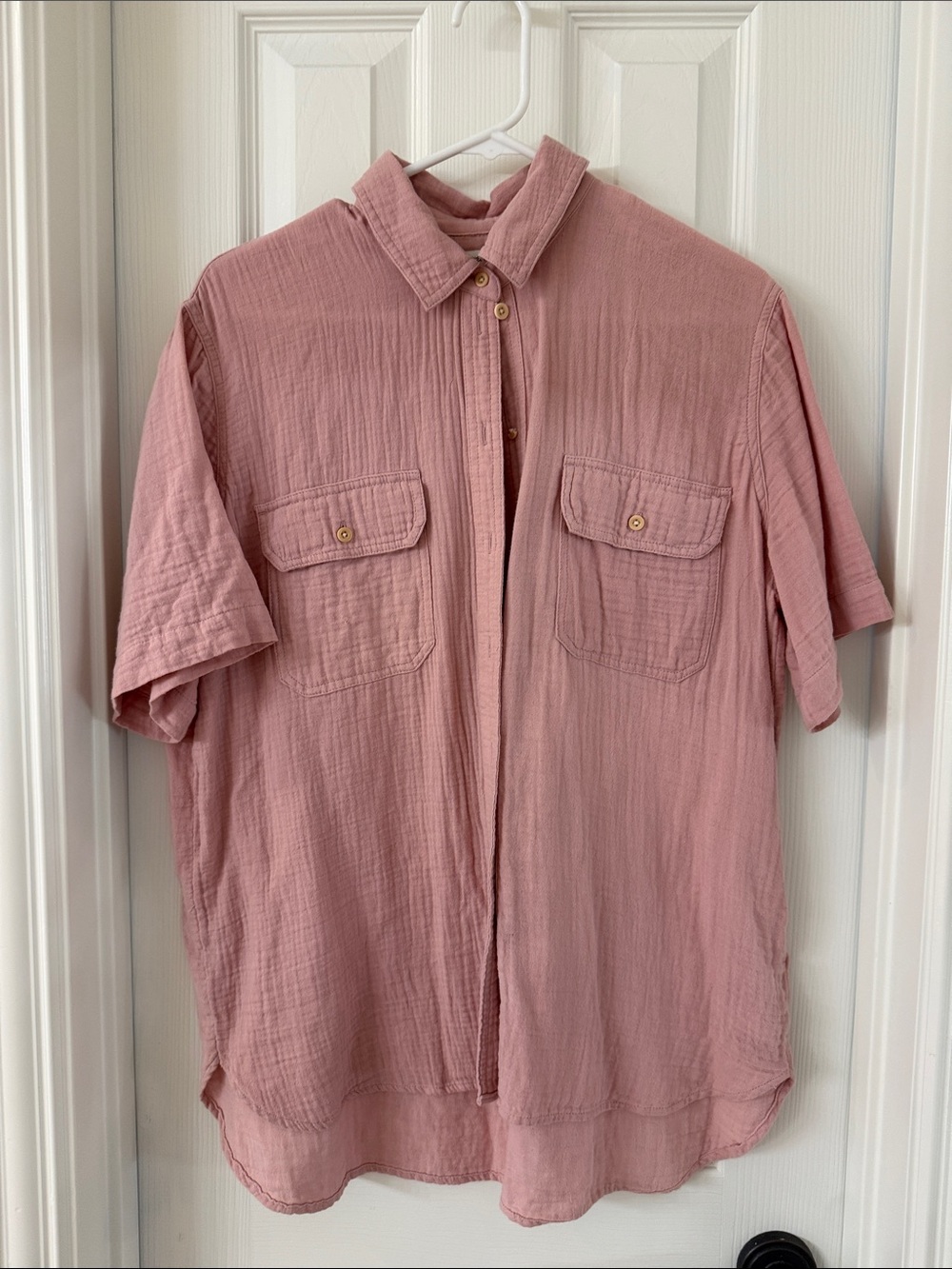 Madewell Dusty Rose Short-Sleeve Button-Down Shirt